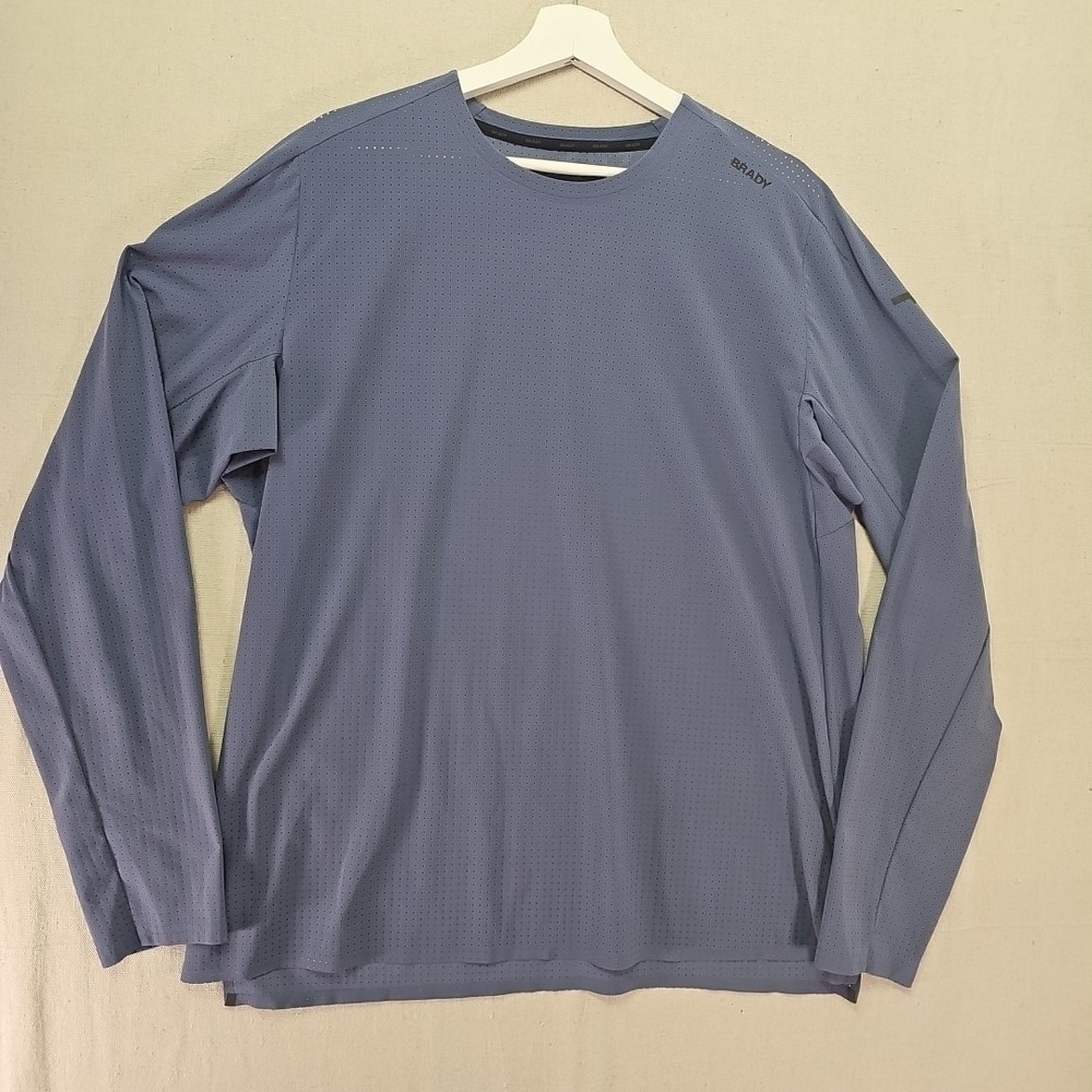 Brady Brand Shirt Mens Med Breathe Easy Mesh Blue Long Sleeve Sports Wicking